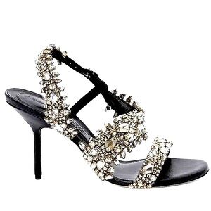 NEW Alexander McQueen
105mm Swarovski crystal embellished Leather sandal 38/US8